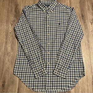 Ralph Lauren Men’s Classic Fit Blue Plaid Long-Sleeve Button-Down Shirt Sz Large